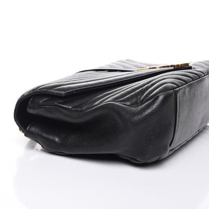 Saint Laurent Sheepskin Matelasse Chevron Monogram Large College Satchel Black 8 of 12