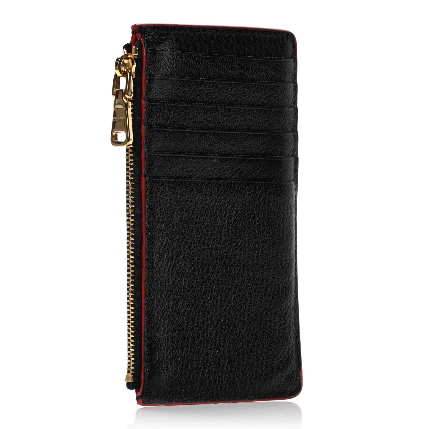 Goatskin Madras Love Zip Card Holder Black