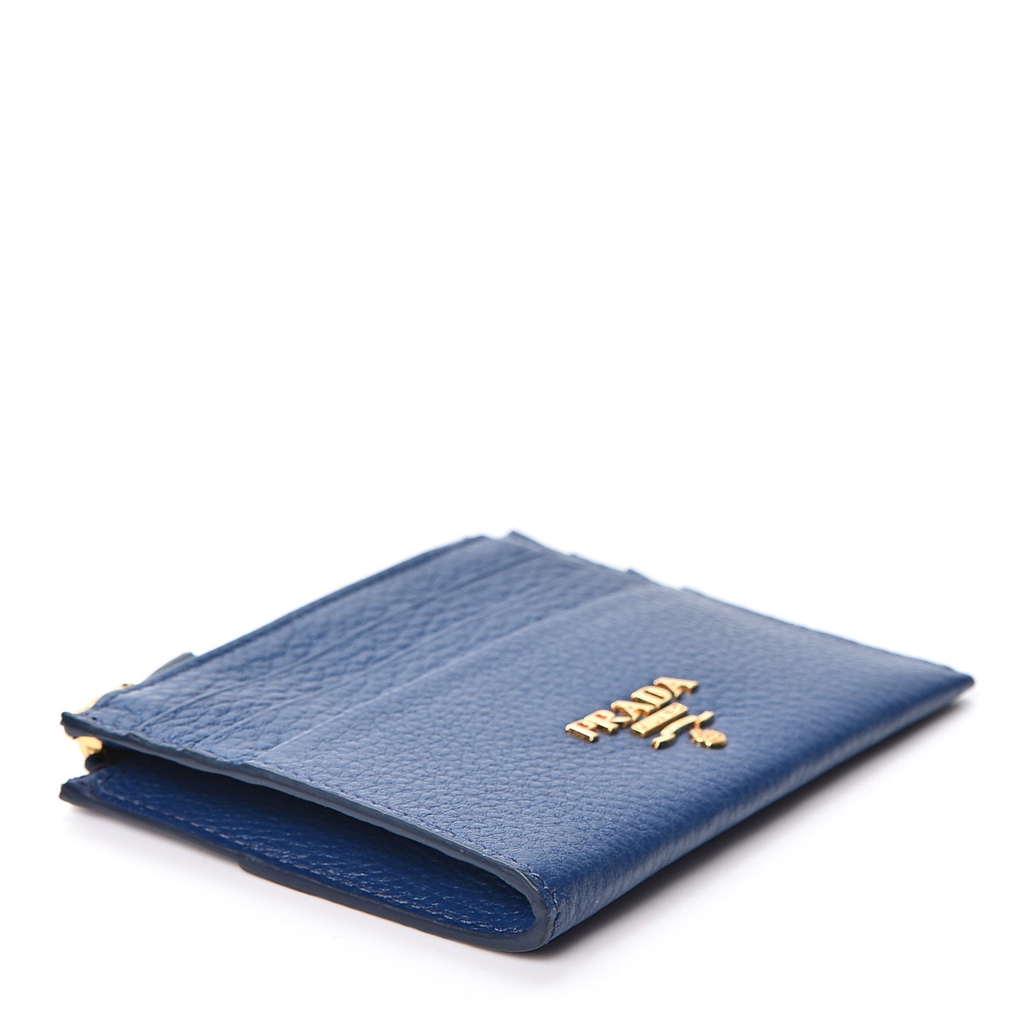 Vitello Grain Zip Card Holder Bluette