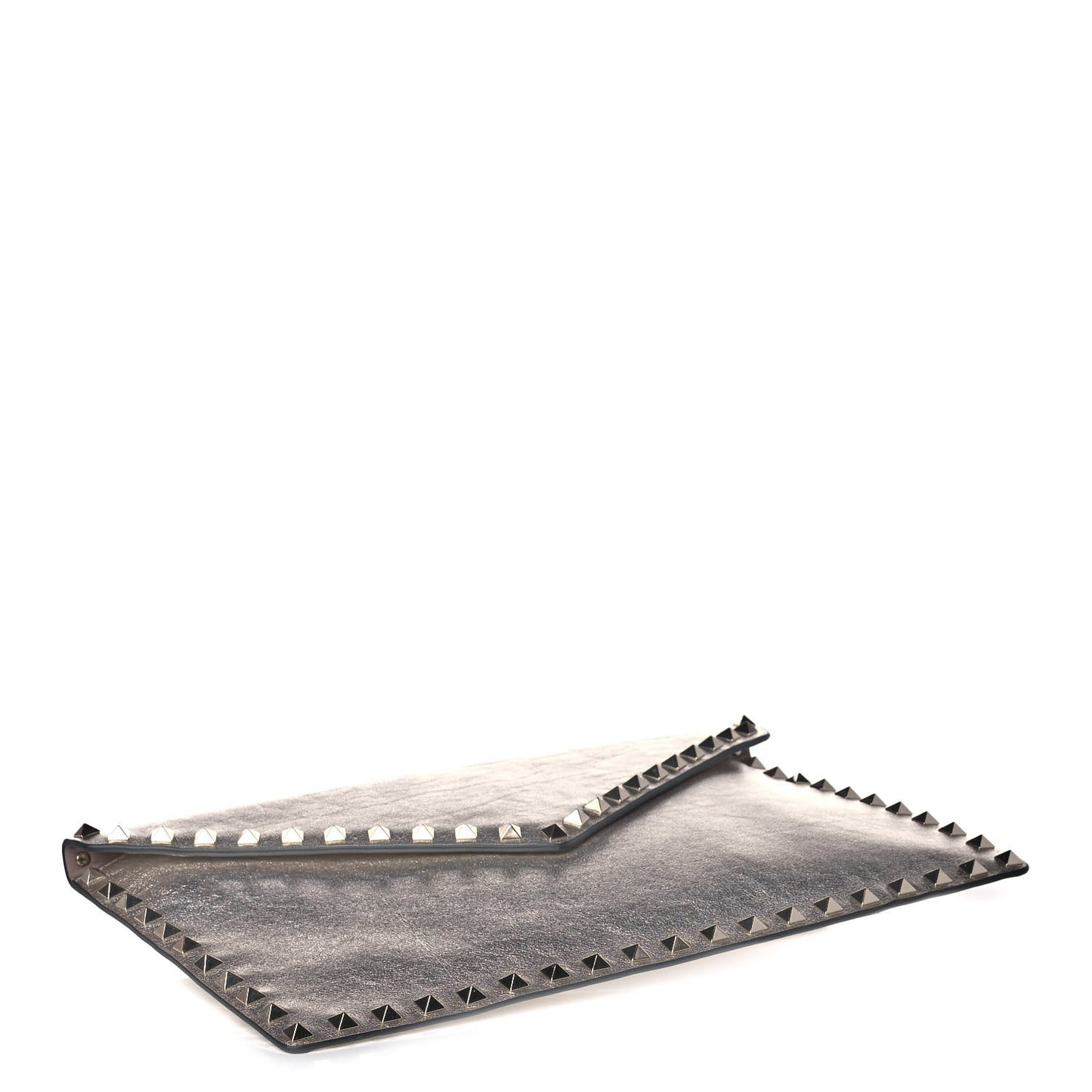 Metallic Calfskin Rockstud Envelope Clutch Sahara