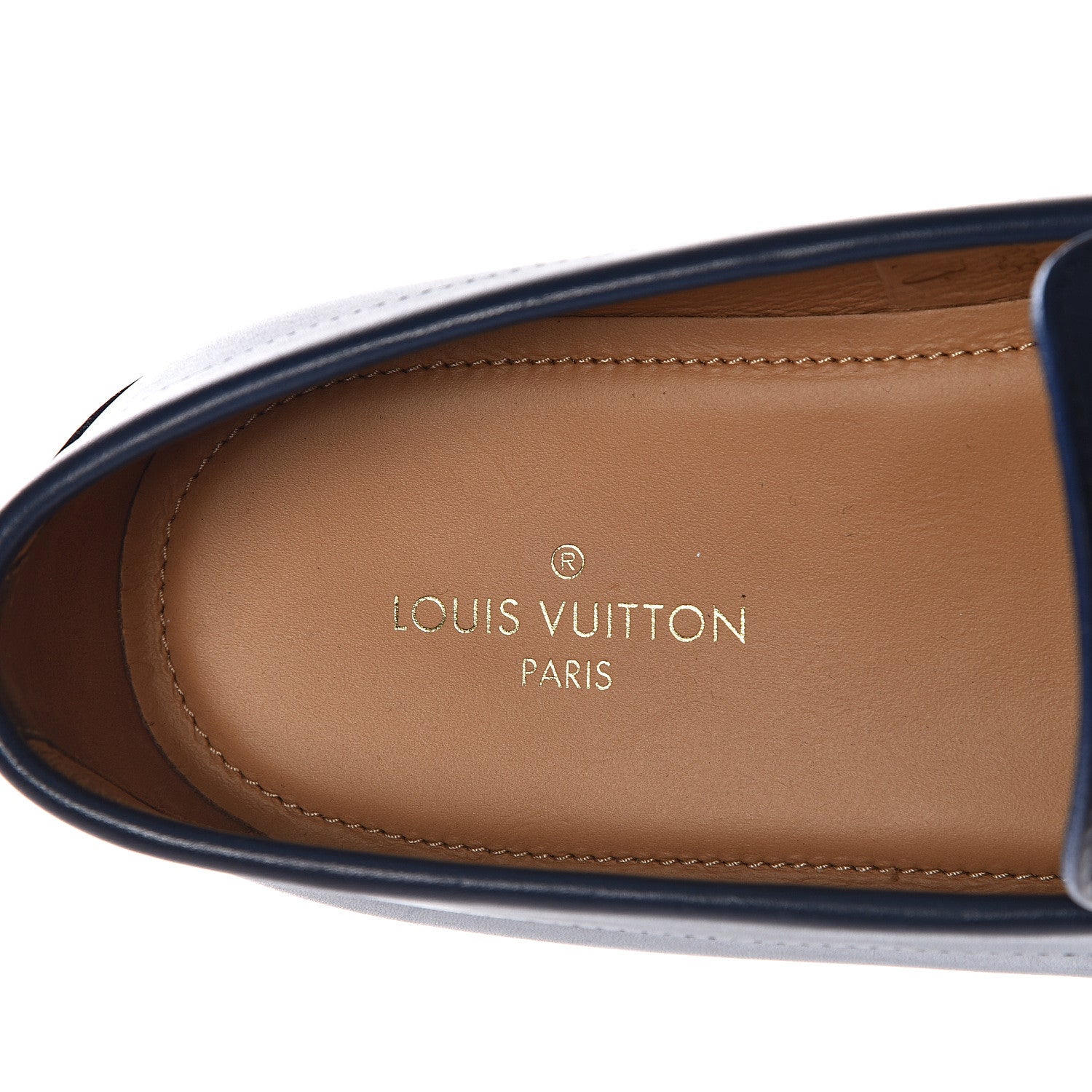 Louis Vuitton Calfskin Mens Montaigne Loafers 7.5 Blue 8 of 12