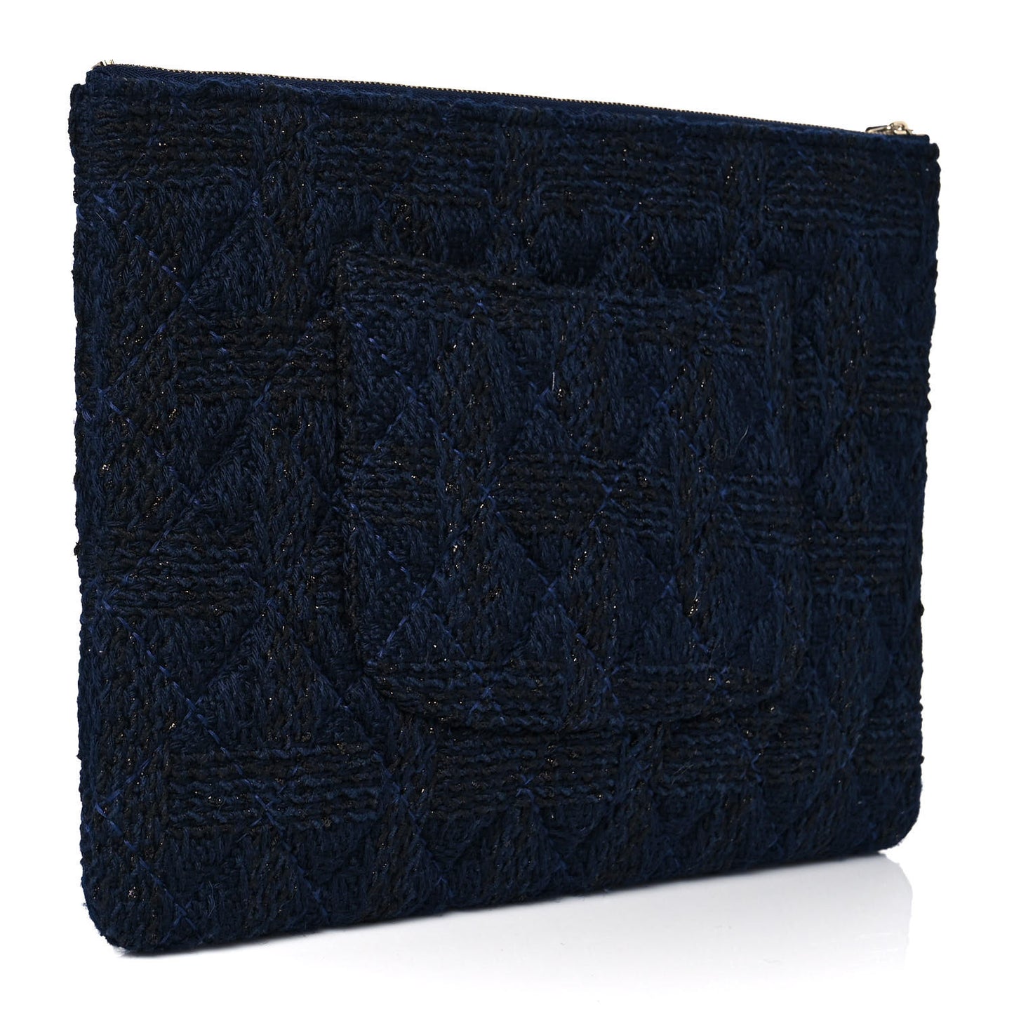 Wool Knit CC Cosmetic Pouch Navy Blue