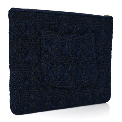 Chanel Wool Knit CC Cosmetic Pouch Navy Blue 3 of 9