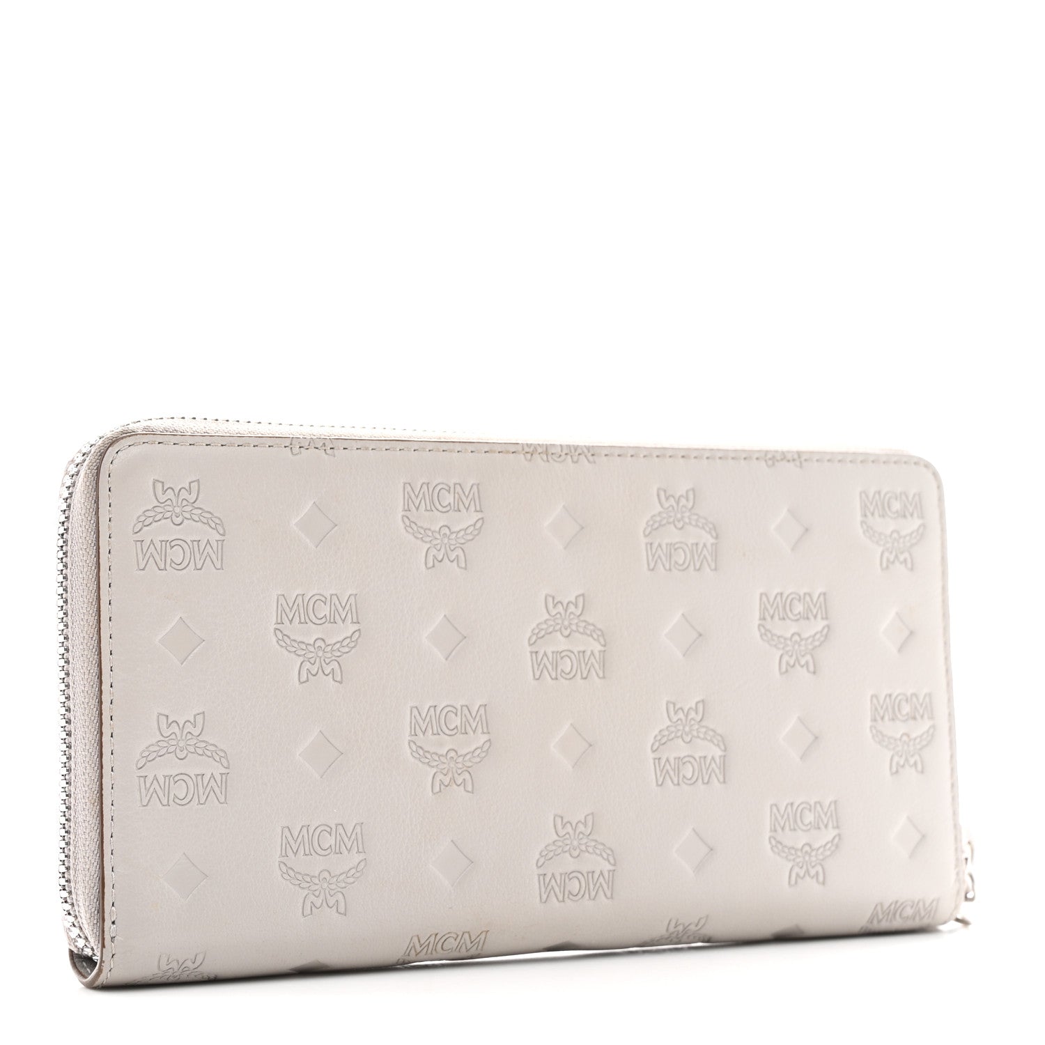 MCM Calfskin Ottomar Monogram Klara Zip Wallet Dove 3 of 9