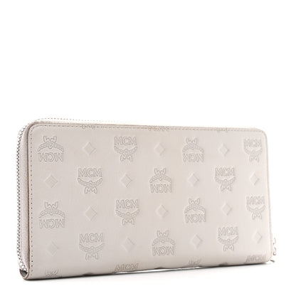 MCM Calfskin Ottomar Monogram Klara Zip Wallet Dove 3 of 9