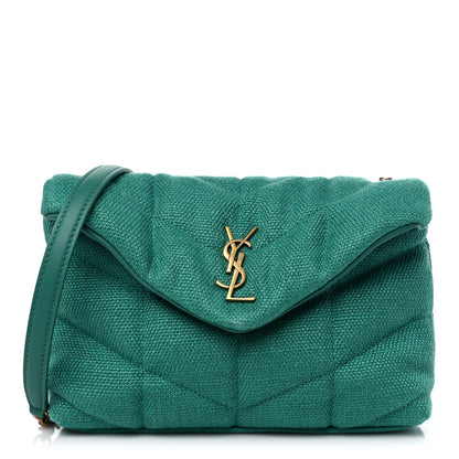 Saint Laurent Canvas Quilted Toy Loulou Puffer Monogram Chain Satchel Basil 1 of 10