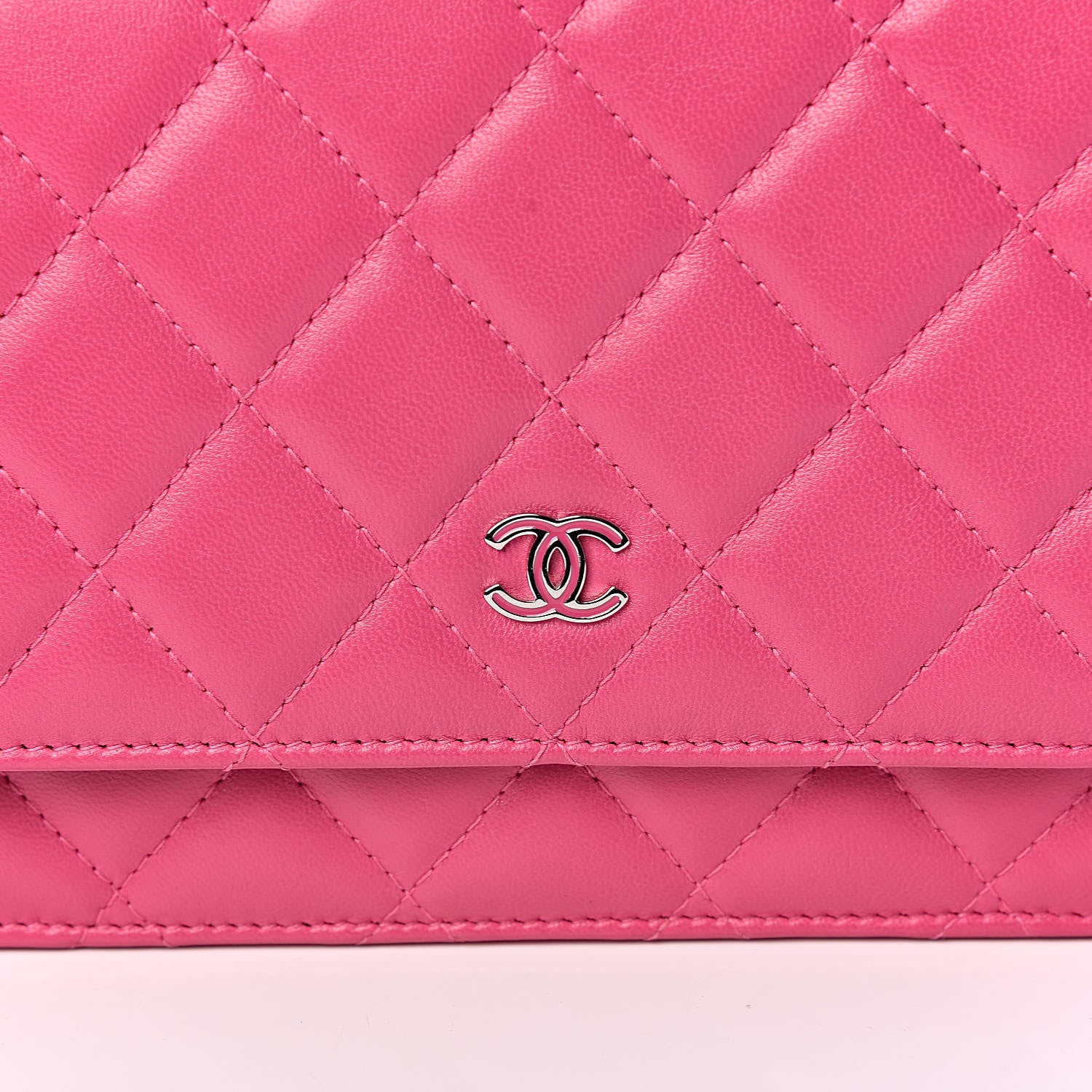 Chanel Lambskin Quilted Wallet On Chain WOC Pink 9 of 11
