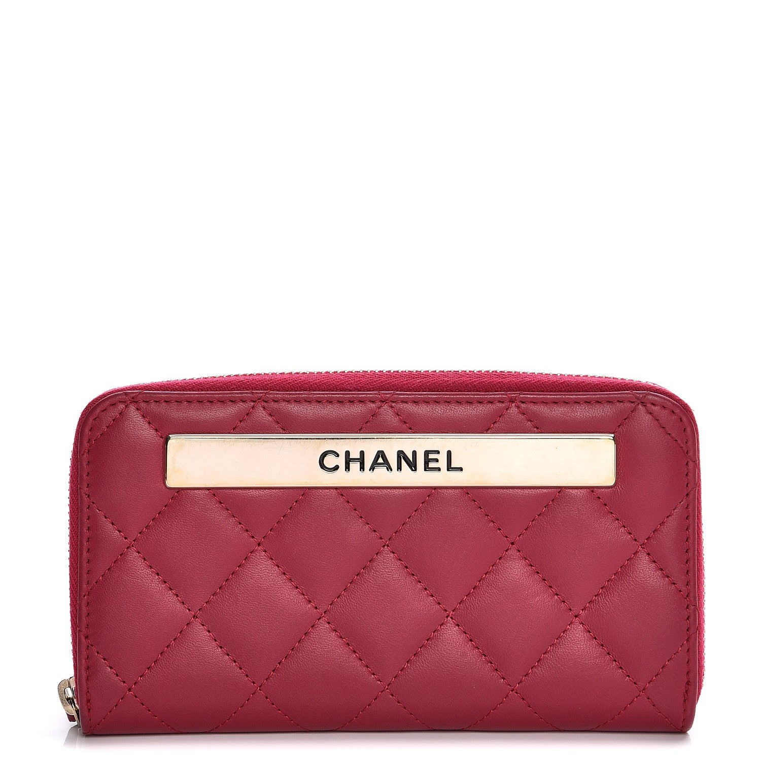 Chanel Lambskin Quilted Small Trendy CC Zip Around Wallet Dark Pink 1 of 8