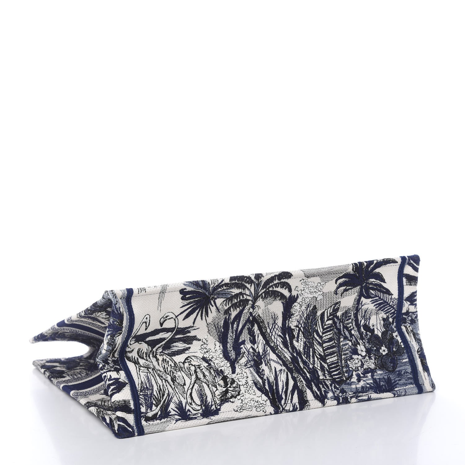 Christian Dior Canvas Embroidered Large Palm Tree Toile De Jouy Book Tote Blue 5 of 11