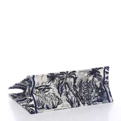 Christian Dior Canvas Embroidered Large Palm Tree Toile De Jouy Book Tote Blue 5 of 11