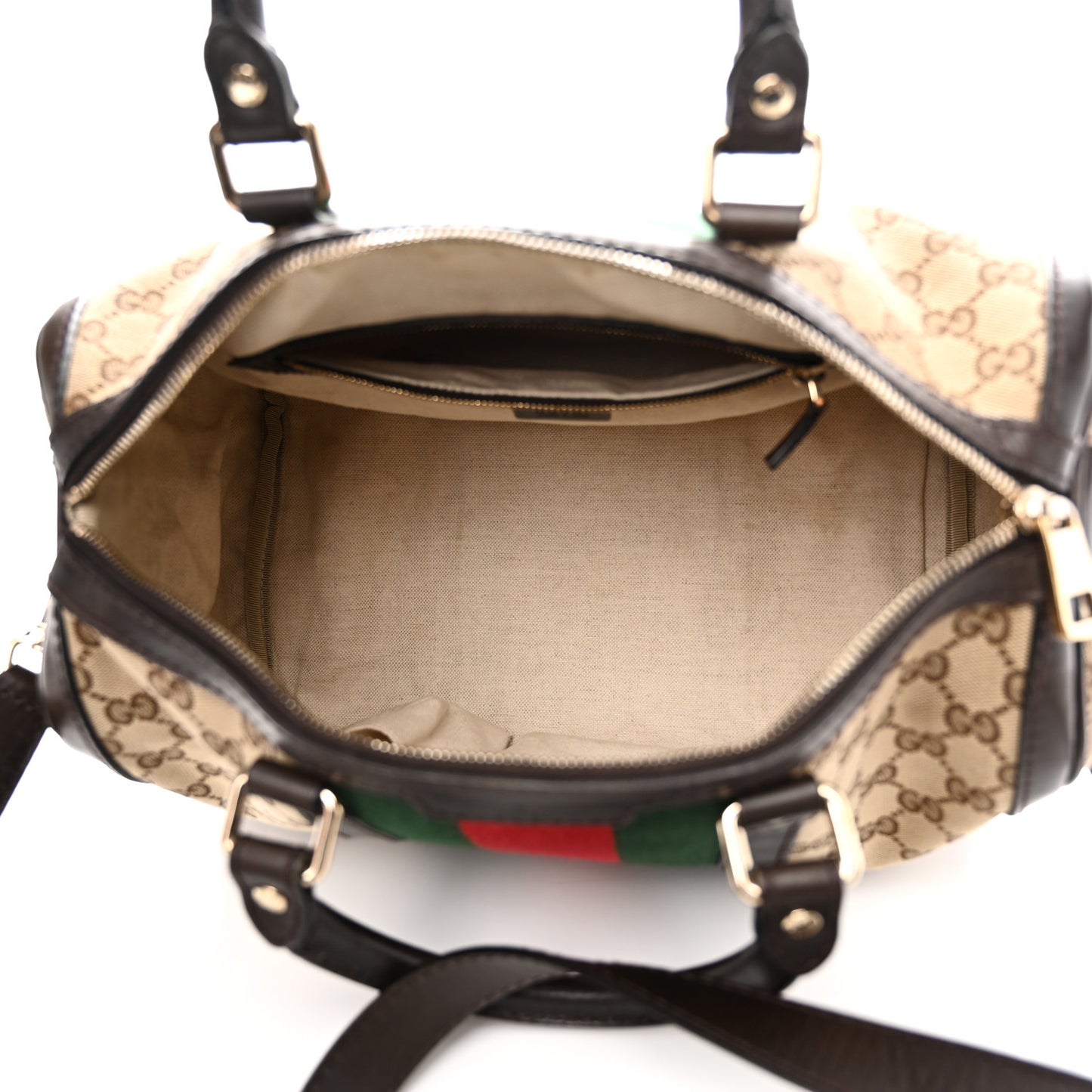 Monogram Selleria Calfskin Vintage Web Medium Boston Beige Ebony Cocoa