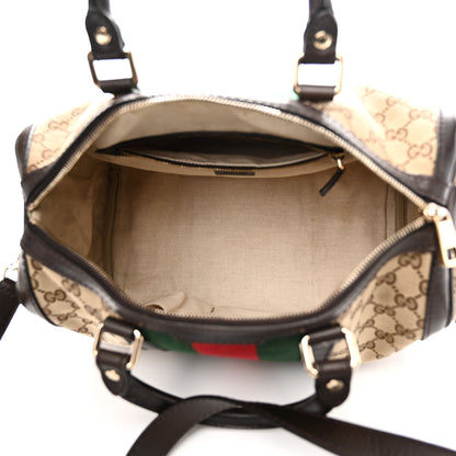 Gucci Monogram Selleria Calfskin Vintage Web Medium Boston Beige Ebony Cocoa 5 of 21