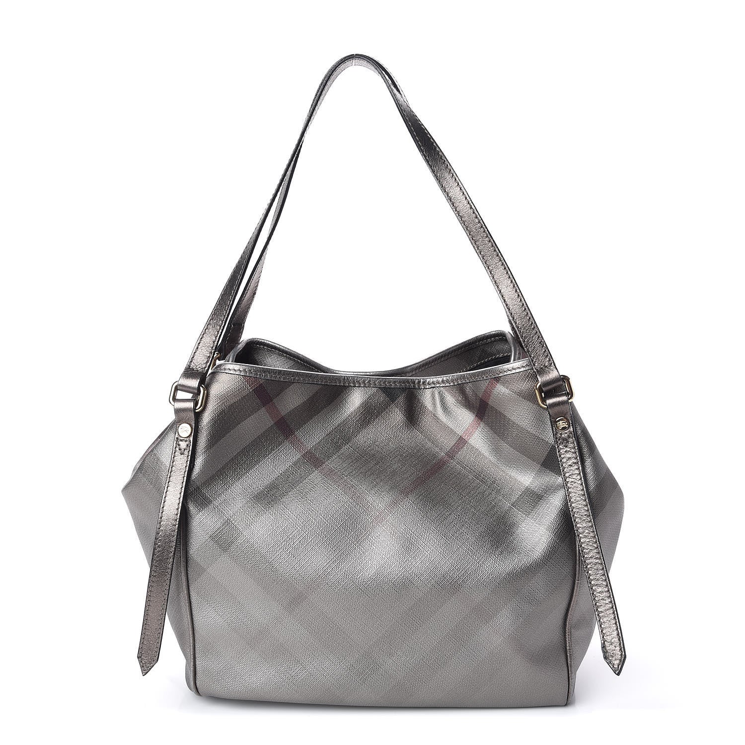 Burberry Metallic Nova Check Small Canterbury Tote Silver 1 of 14