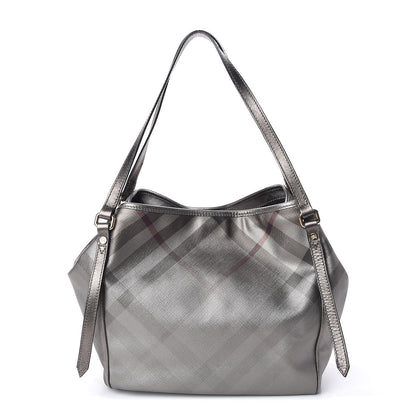 Burberry Metallic Nova Check Small Canterbury Tote Silver 1 of 14