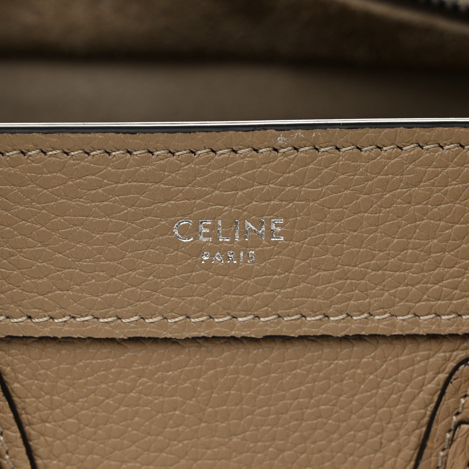 Celine Drummed Calfskin Nano Luggage Dune 6 of 11