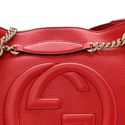 Gucci Pebbled Calfskin Medium Soho Chain Shoulder Bag Tabasco Red 8 of 15