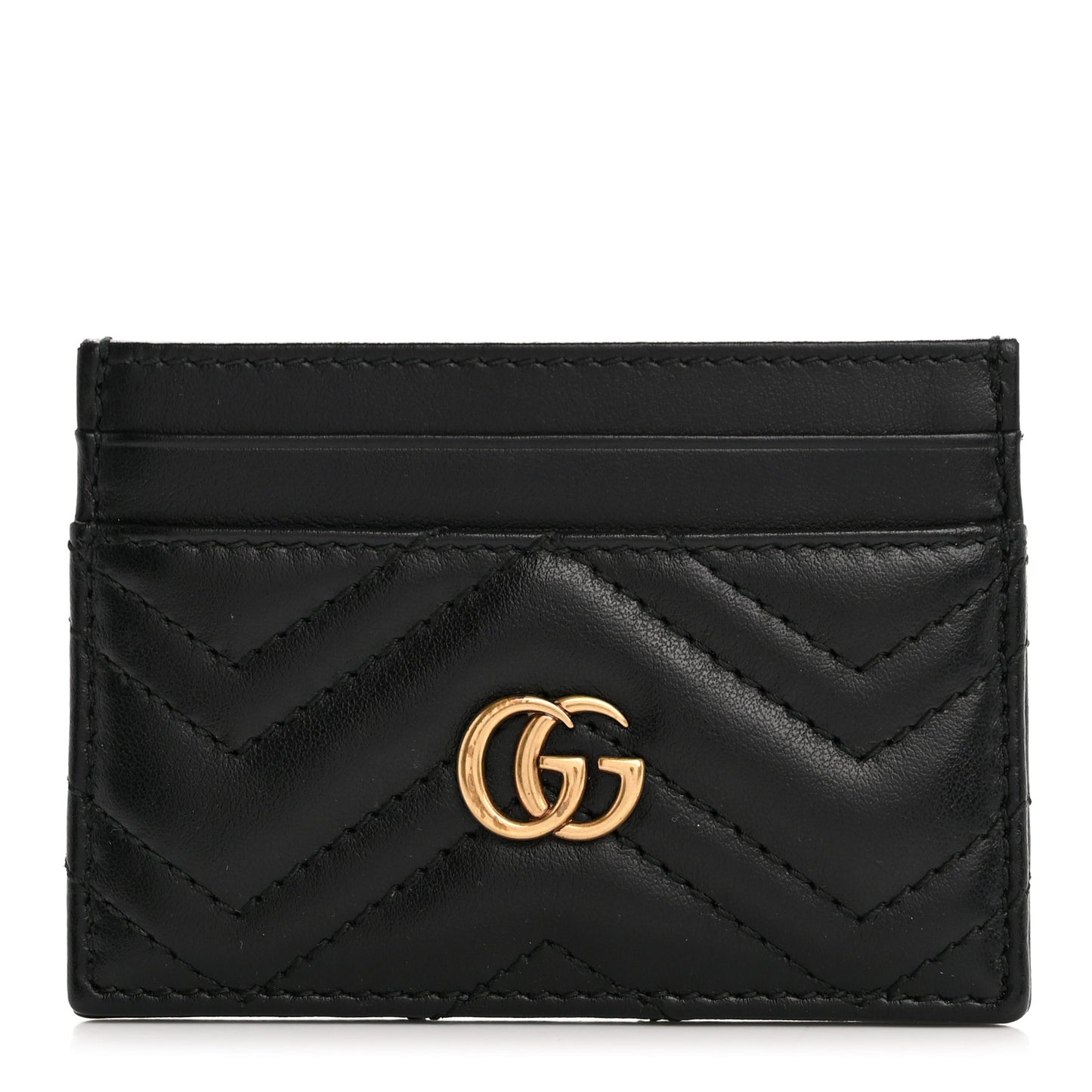 Calfskin Matelasse GG Marmont Card Holder Black