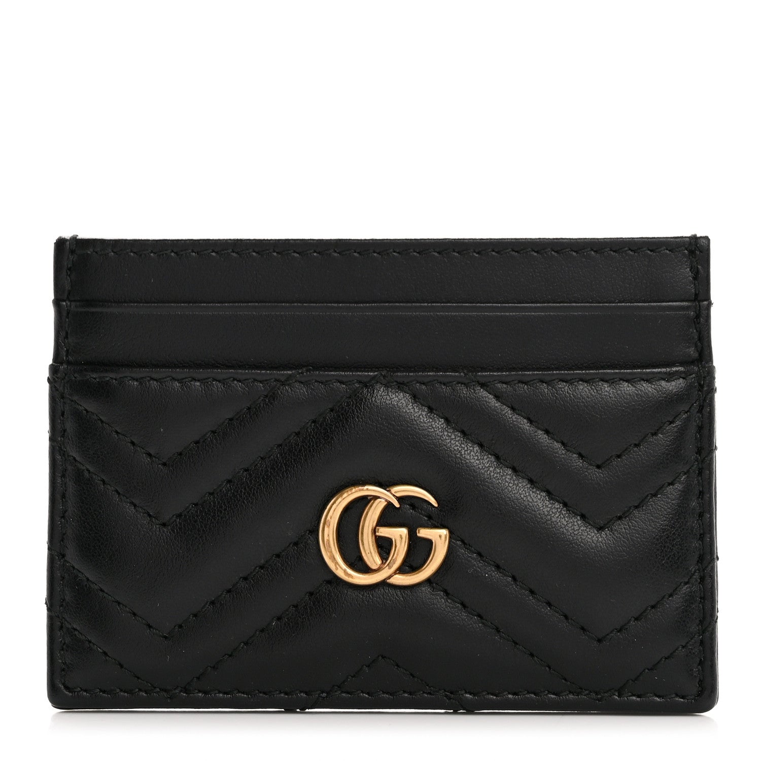 Gucci Calfskin Matelasse GG Marmont Card Holder Black 1 of 8