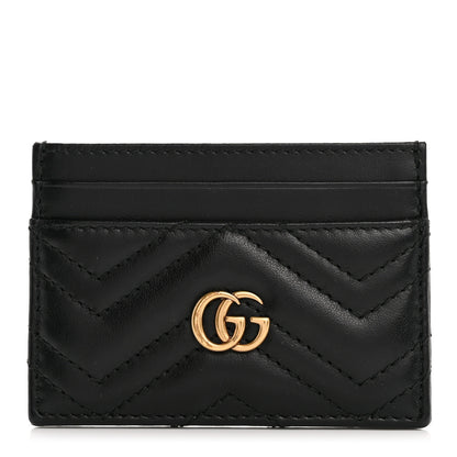 Gucci Calfskin Matelasse GG Marmont Card Holder Black 1 of 8