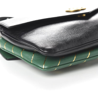 Gucci Calfskin Diagonal GG Medium Thiara Double Envelope Shoulder Bag Emerald Green Black 6 of 10