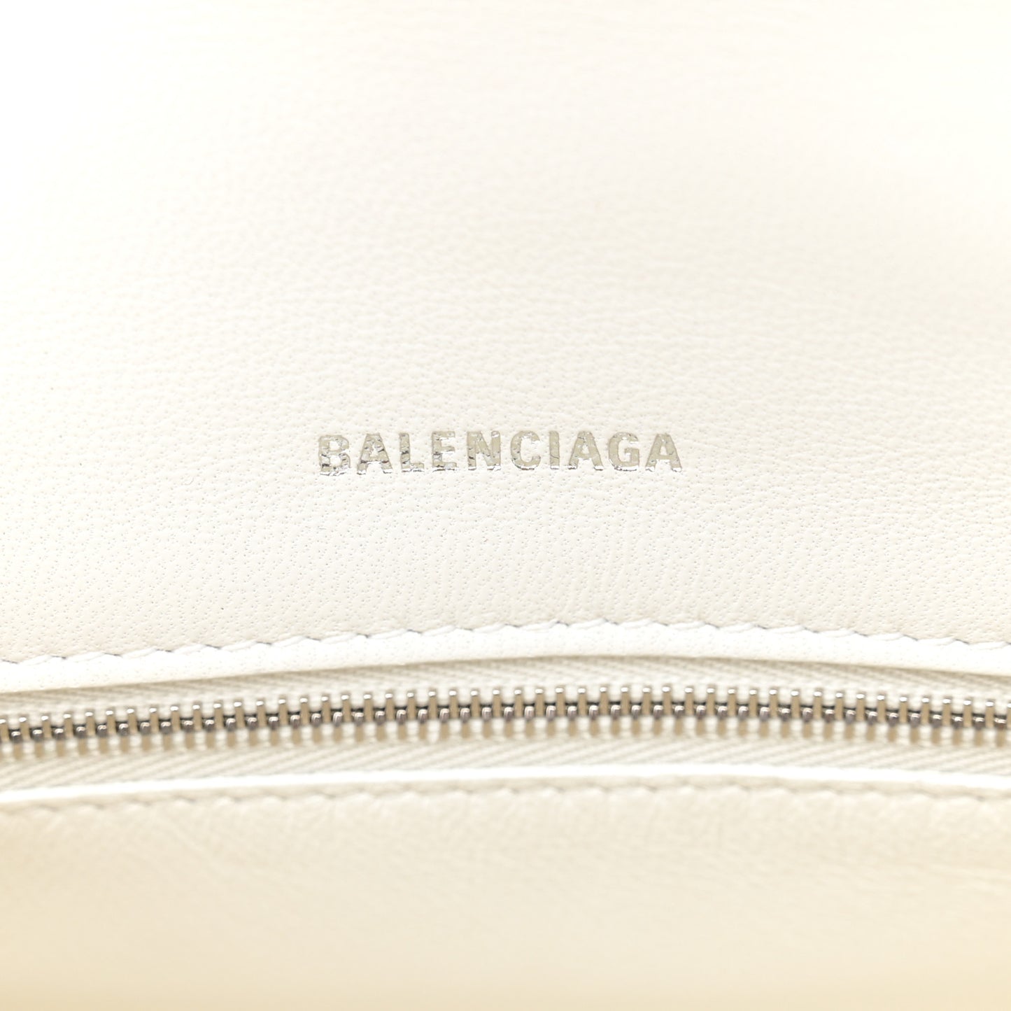 Grained Calfskin Small Hourglass Top Handle Bag White