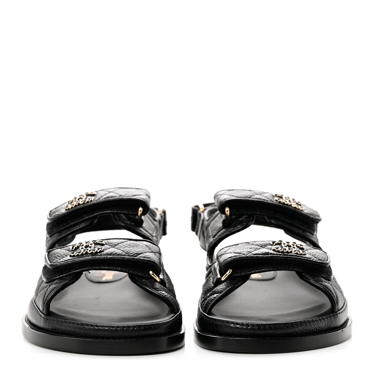 Grained Calfskin Velcro Dad Sandals 36.5 Black