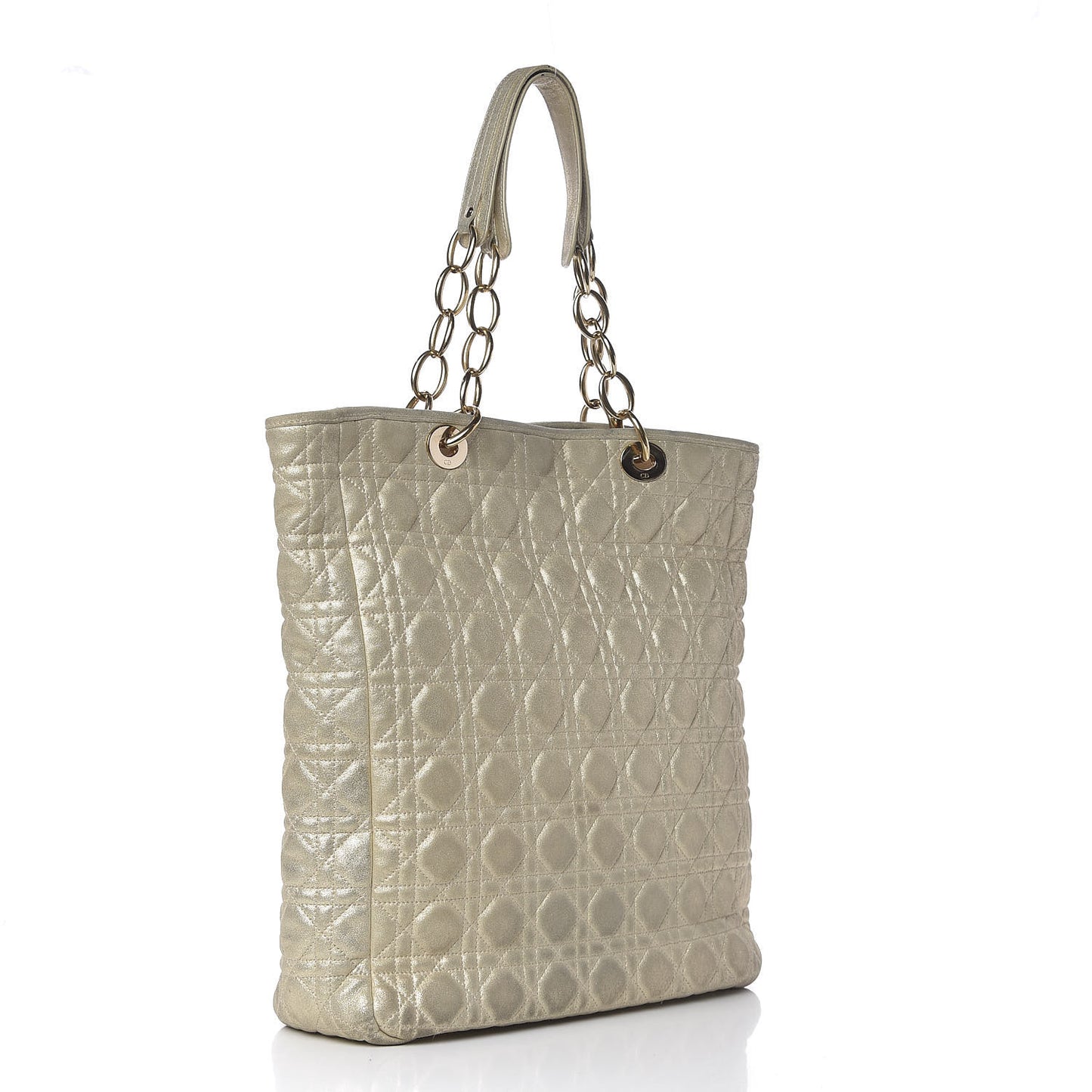 Metallic Lambskin Cannage Dior Soft Shopping Tote Gold