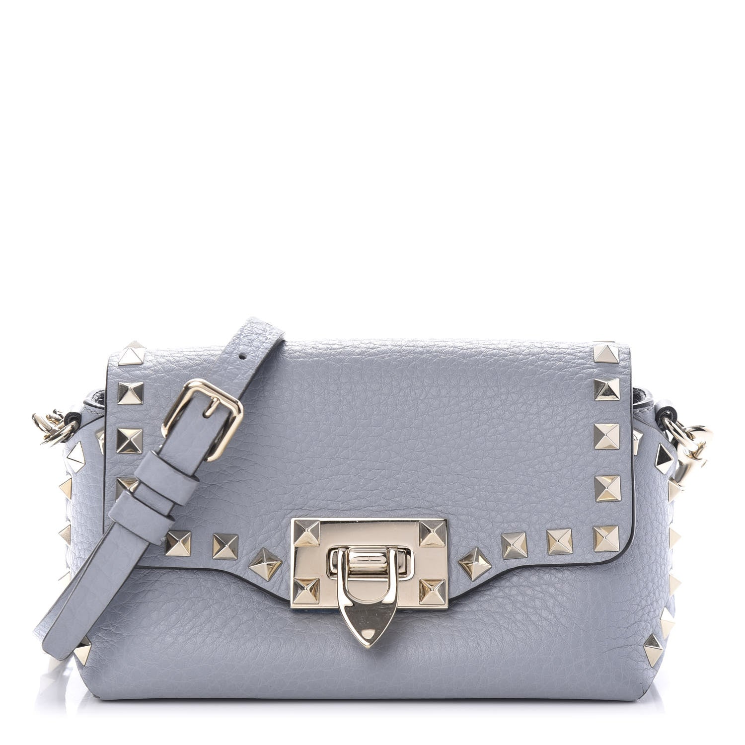 Valentino Garavani Pebbled Calfskin Mini Rockstud Crossbody Bag Light Stone 1 of 10