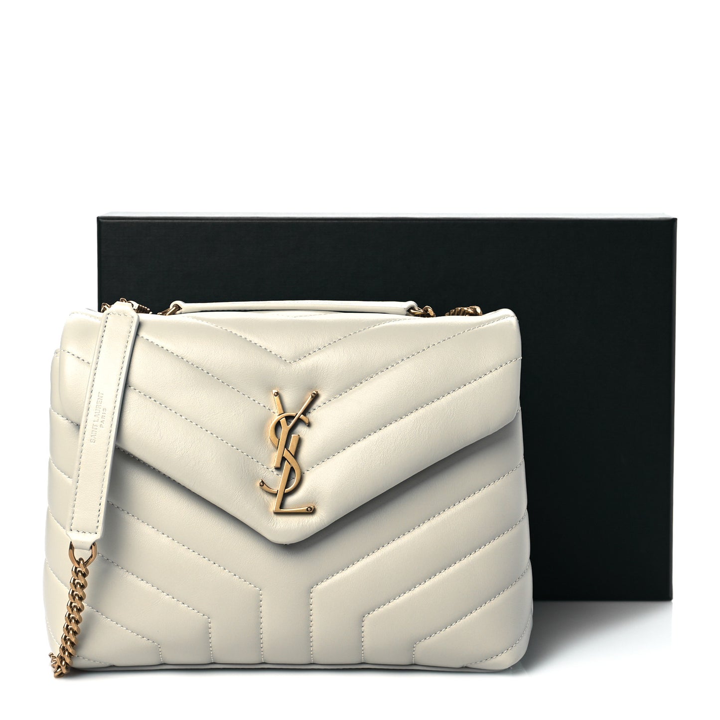 Calfskin Y Quilted Monogram Small Loulou Chain Satchel Crema Soft
