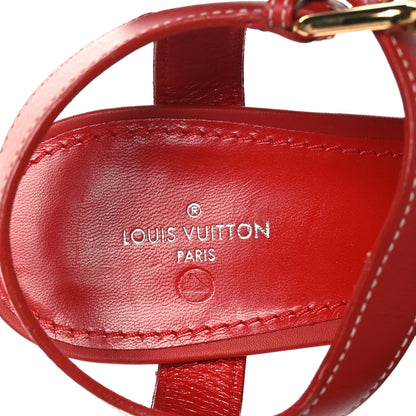 Louis Vuitton Canvas Waterfall Wedge Sandals 38.5 Red 8 of 9