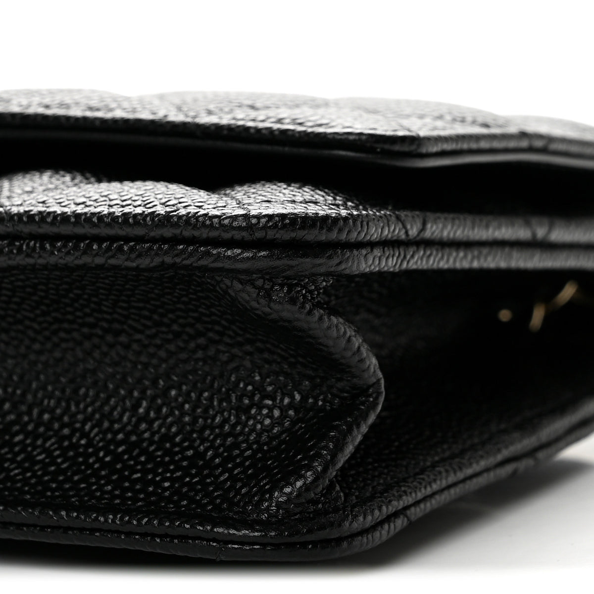 Caviar Quilted Bow Wallet On Chain WOC Black