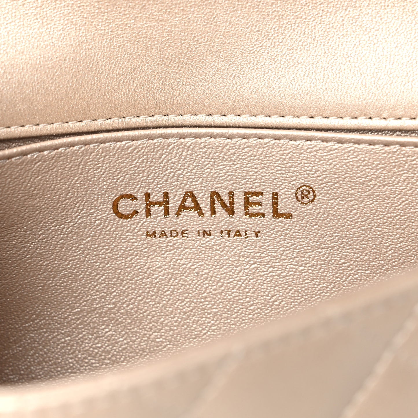Metallic Lambskin Quilted Extra Mini V For Victory Flap Light Gold