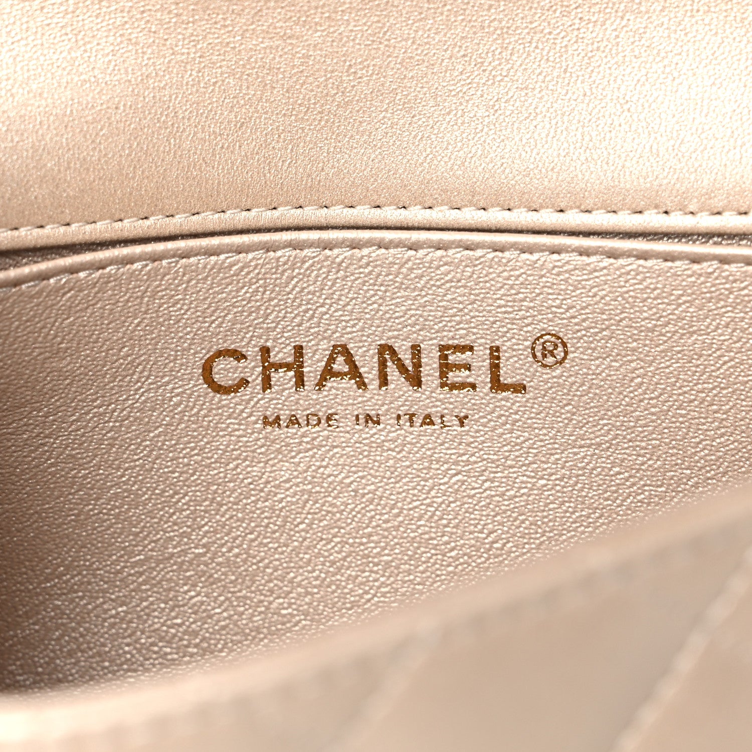 Chanel Metallic Lambskin Quilted Extra Mini V For Victory Flap Light Gold 11 of 21