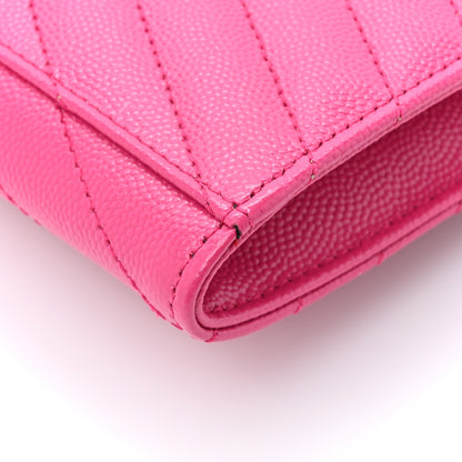 Saint Laurent Grain De Poudre Matelasse Chevron Monogram Envelope Clutch Fuchsia 9 of 10