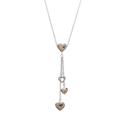 Tiffany 18K White Yellow Gold Multi-Heart Drop Pendant Necklace 4 of 6