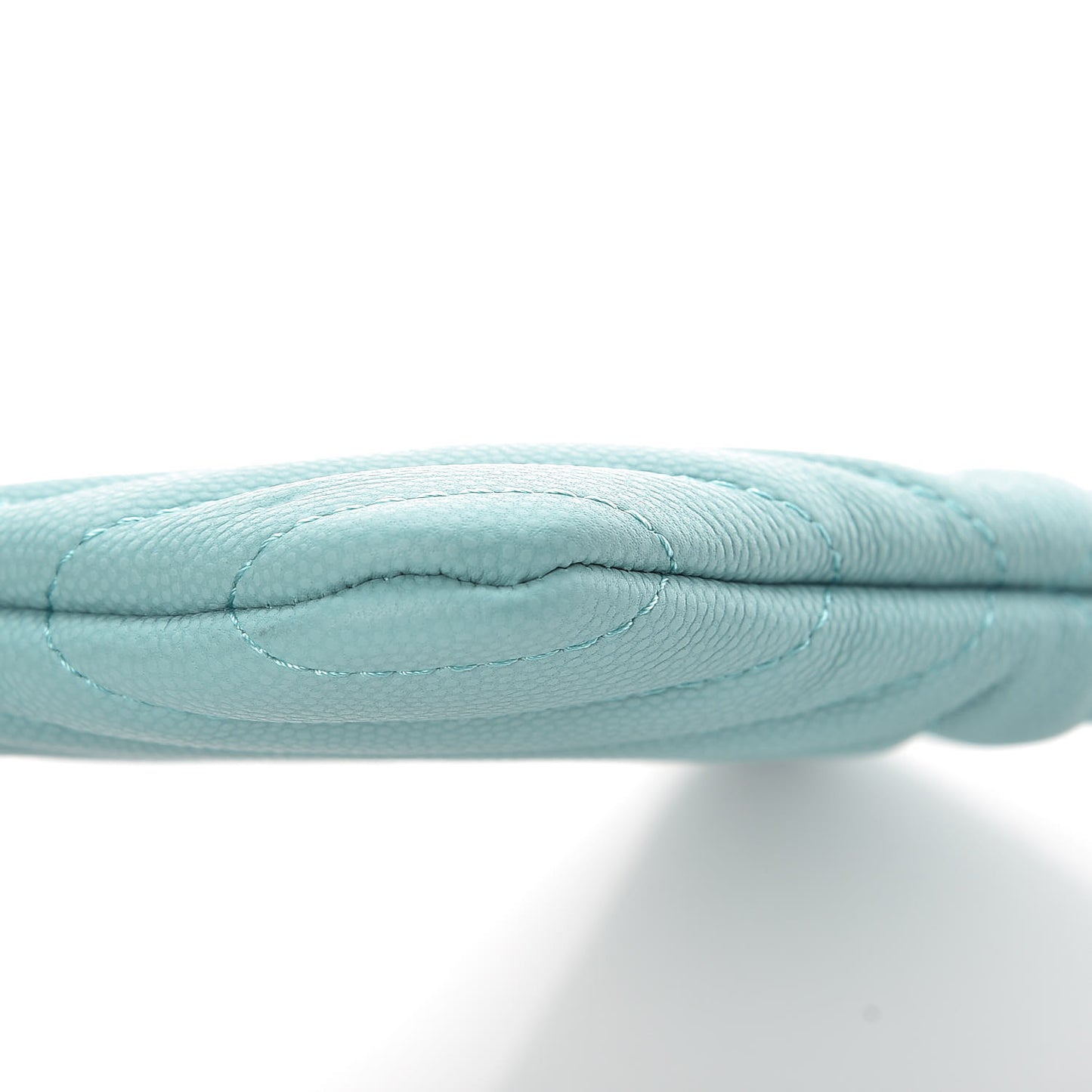 Caviar Chevron Quilted Small Cosmetic Case Light Blue
