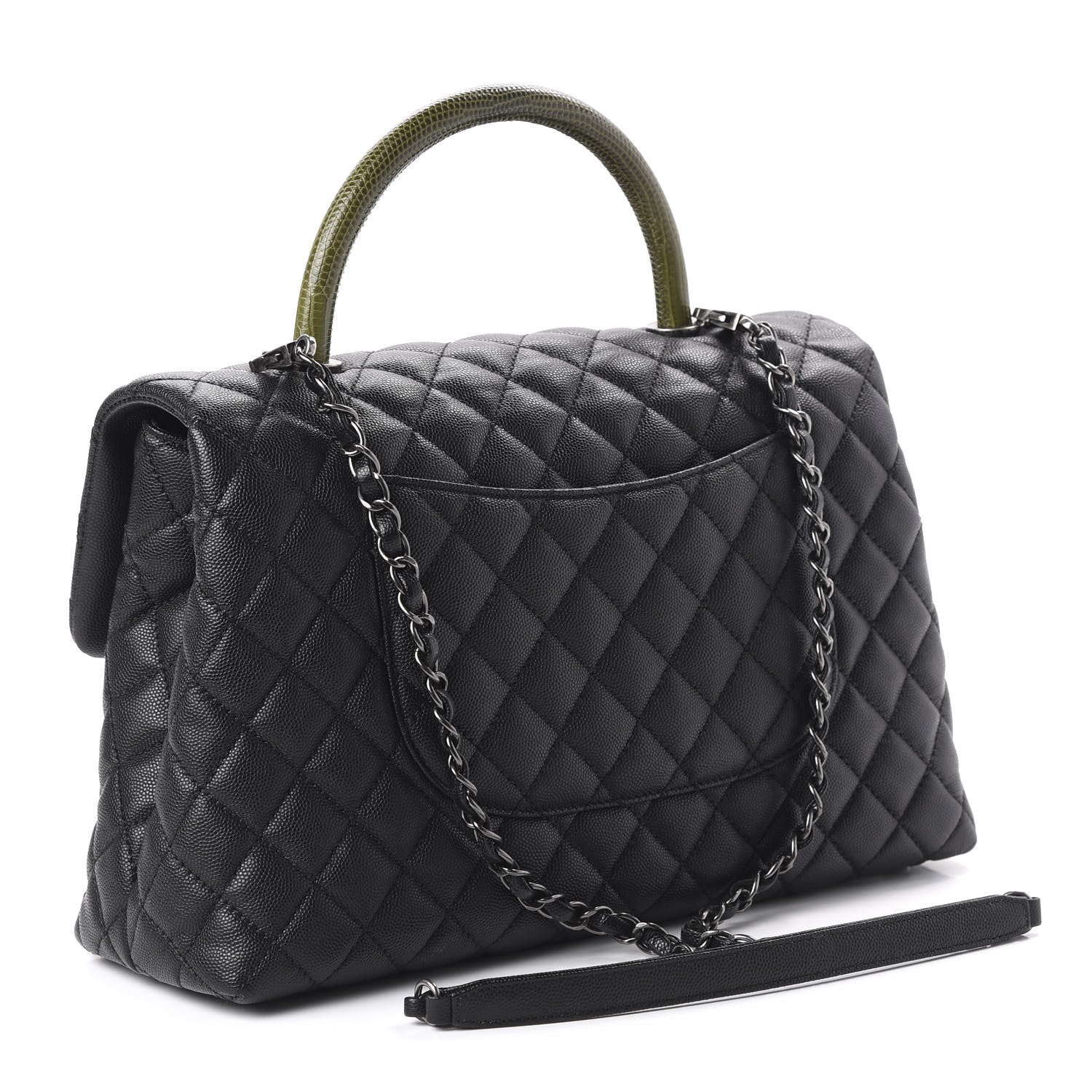 Chanel Caviar Lizard Quilted Medium Coco Handle Flap Black 3 of 11