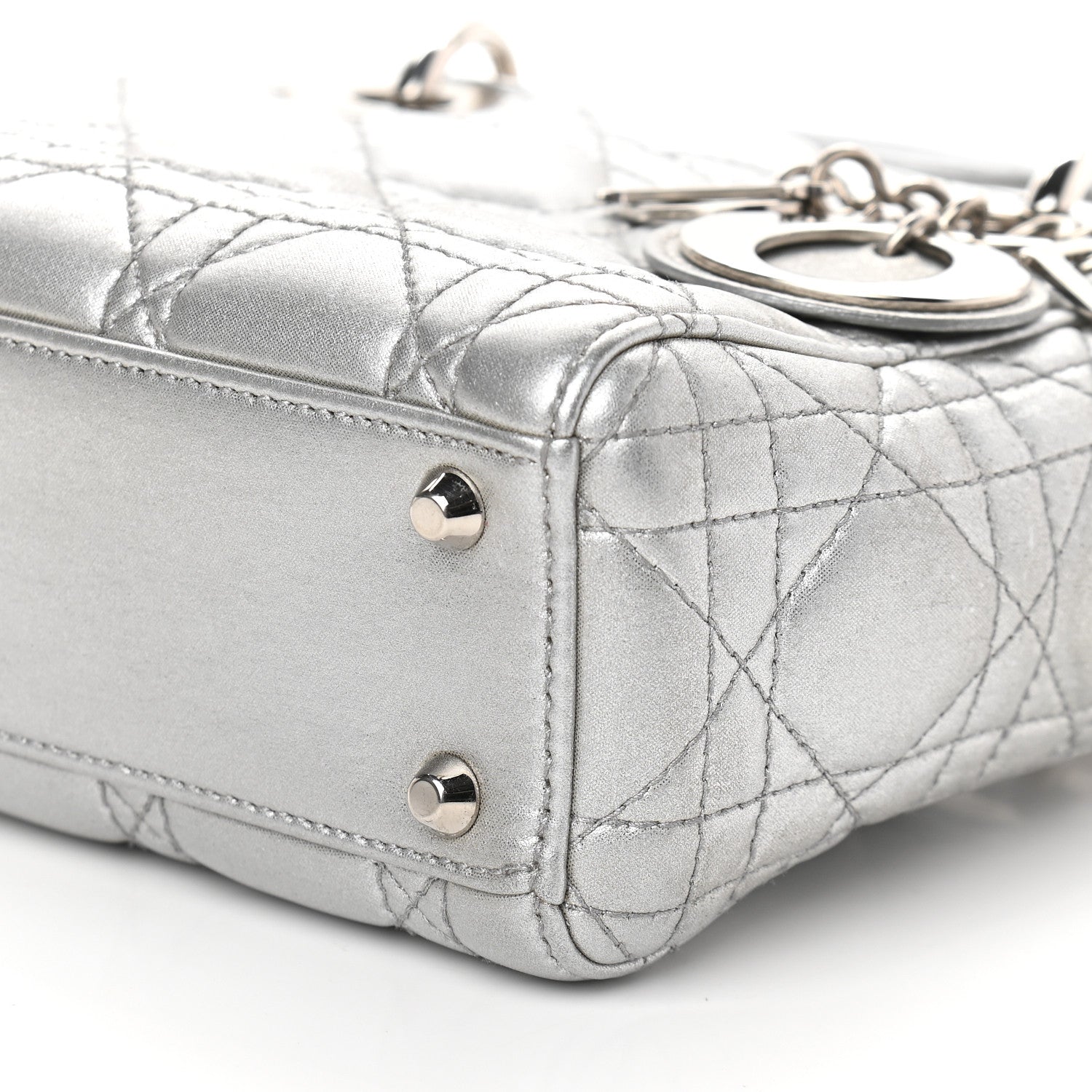 Christian Dior Metallic Lambskin Cannage Mini Lady Dior Grey 9 of 11