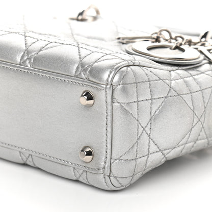 Christian Dior Metallic Lambskin Cannage Mini Lady Dior Grey 9 of 11