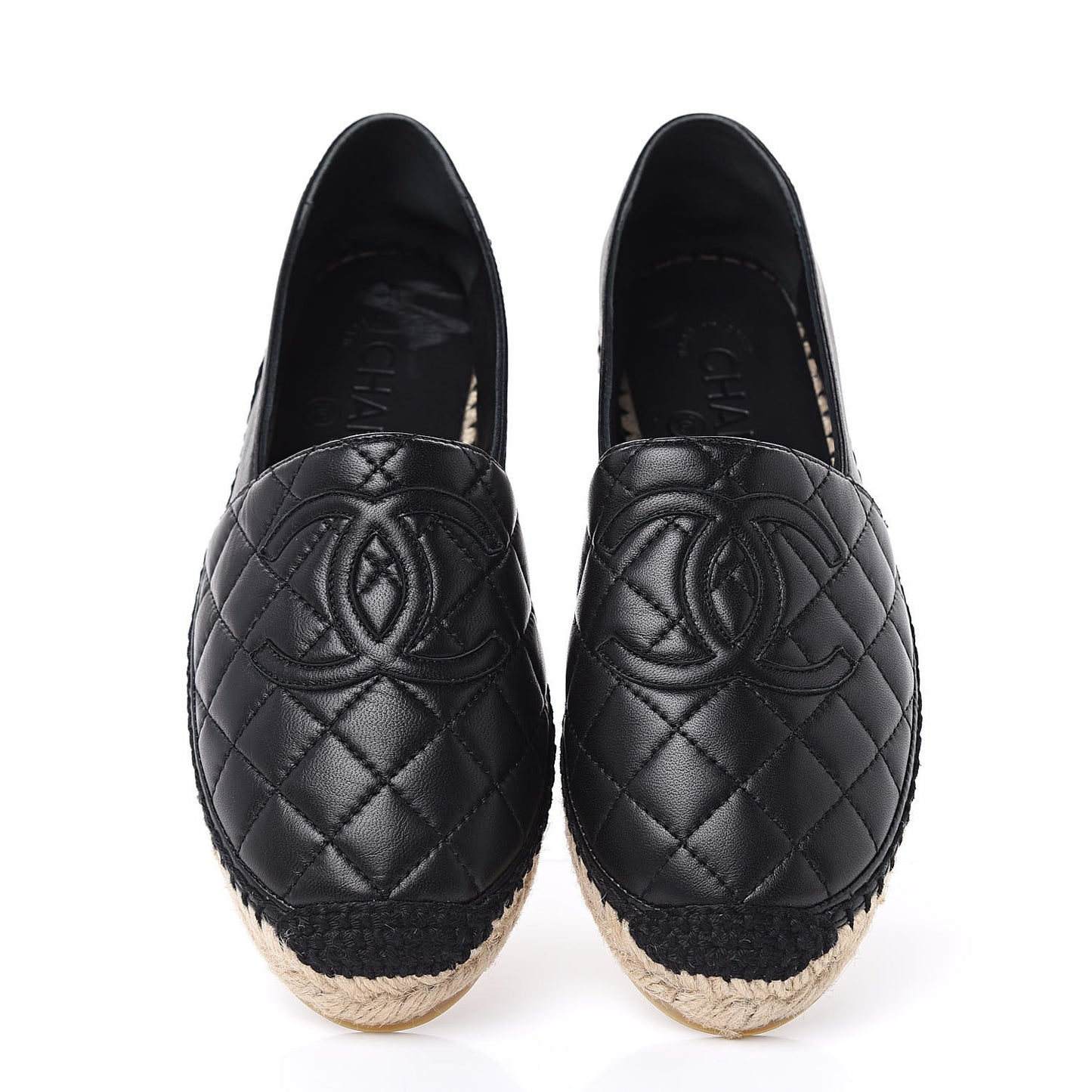 Lambskin Quilted CC Espadrilles 36 Black
