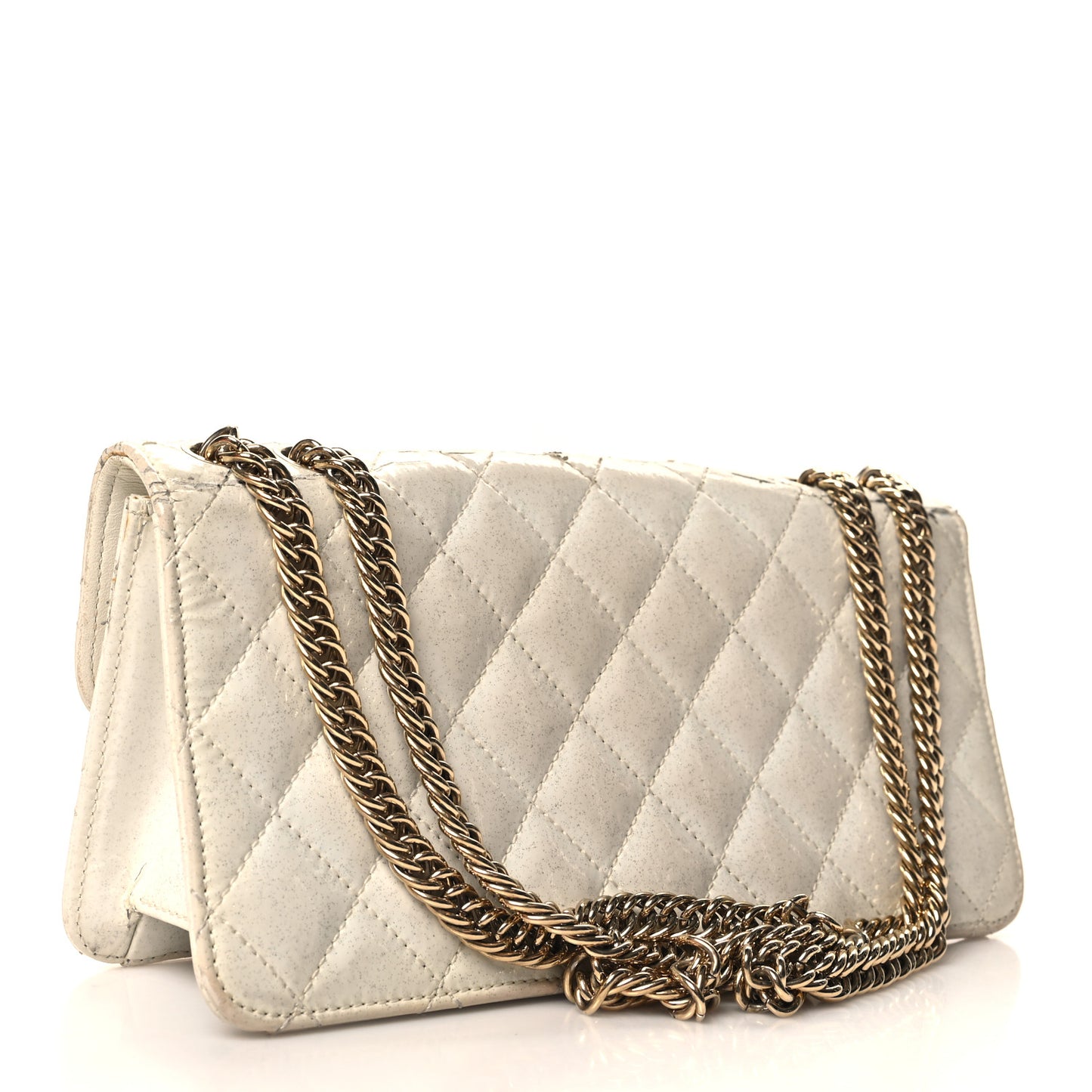 Patent Quilted Evening Star East West Flap White