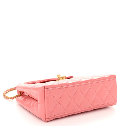 Chanel Shiny Aged Calfskin Quilted Nano Kelly Shopper Pink 4 of 10