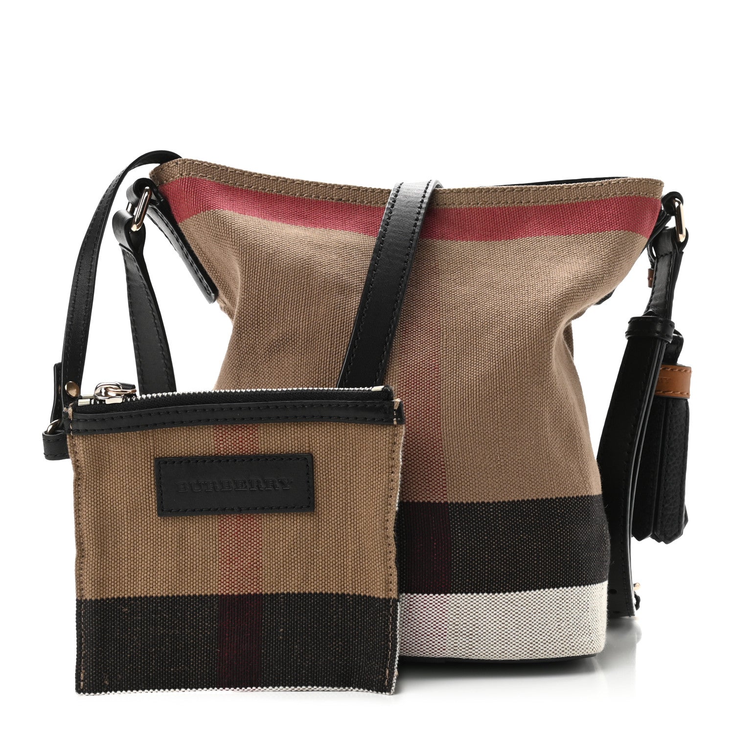 Burberry Canvas Mega Check Mini Ashby Tassel Crossbody Black 1 of 10