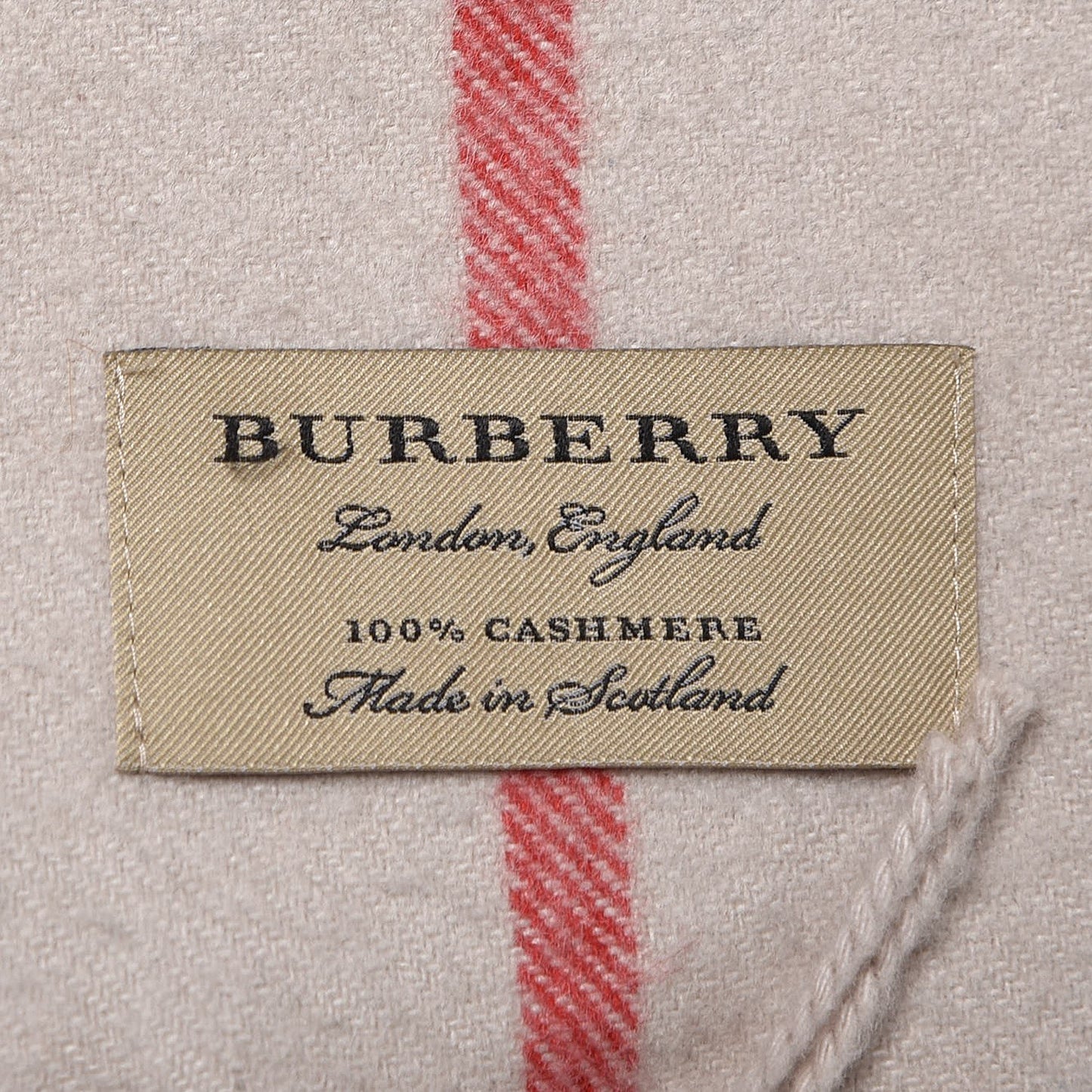 Cashmere Giant Check Fringe Scarf Ivory