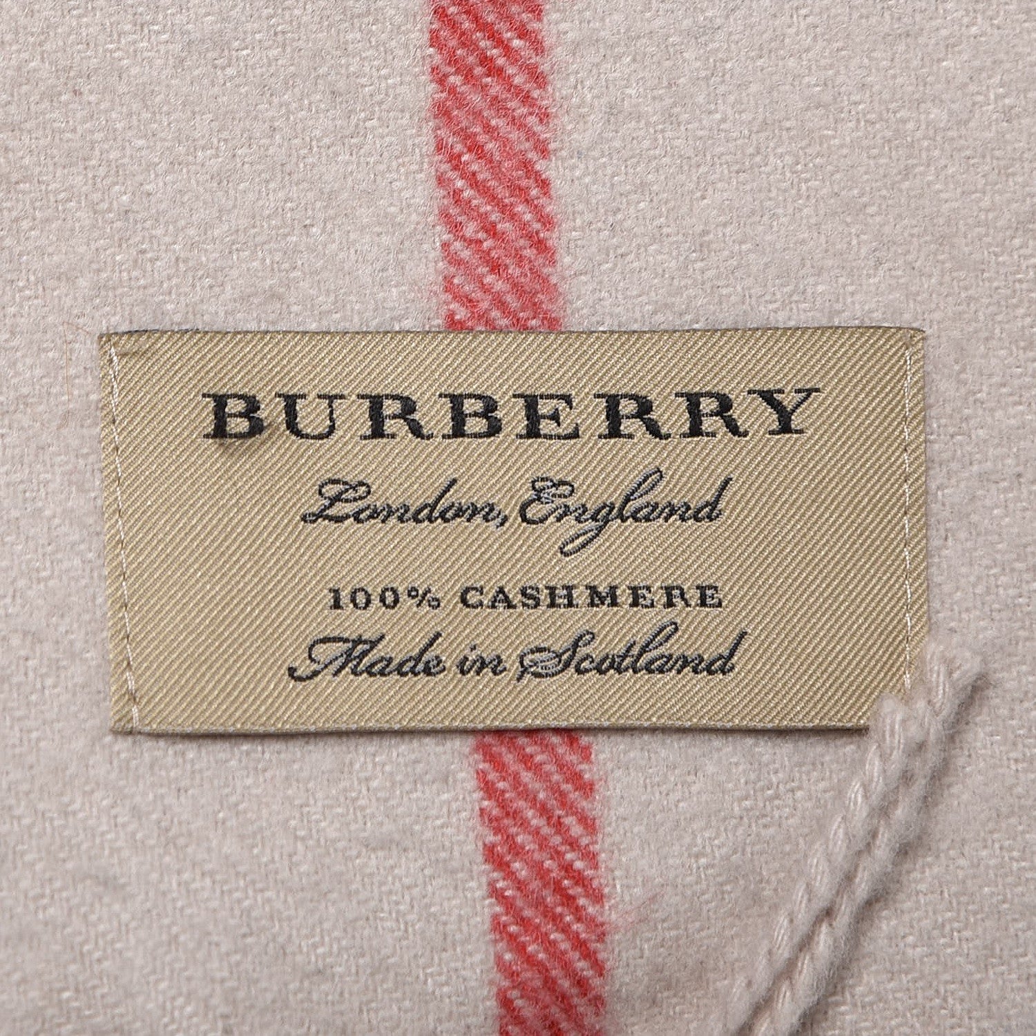 Burberry Cashmere Giant Check Fringe Scarf Ivory 5 of 5