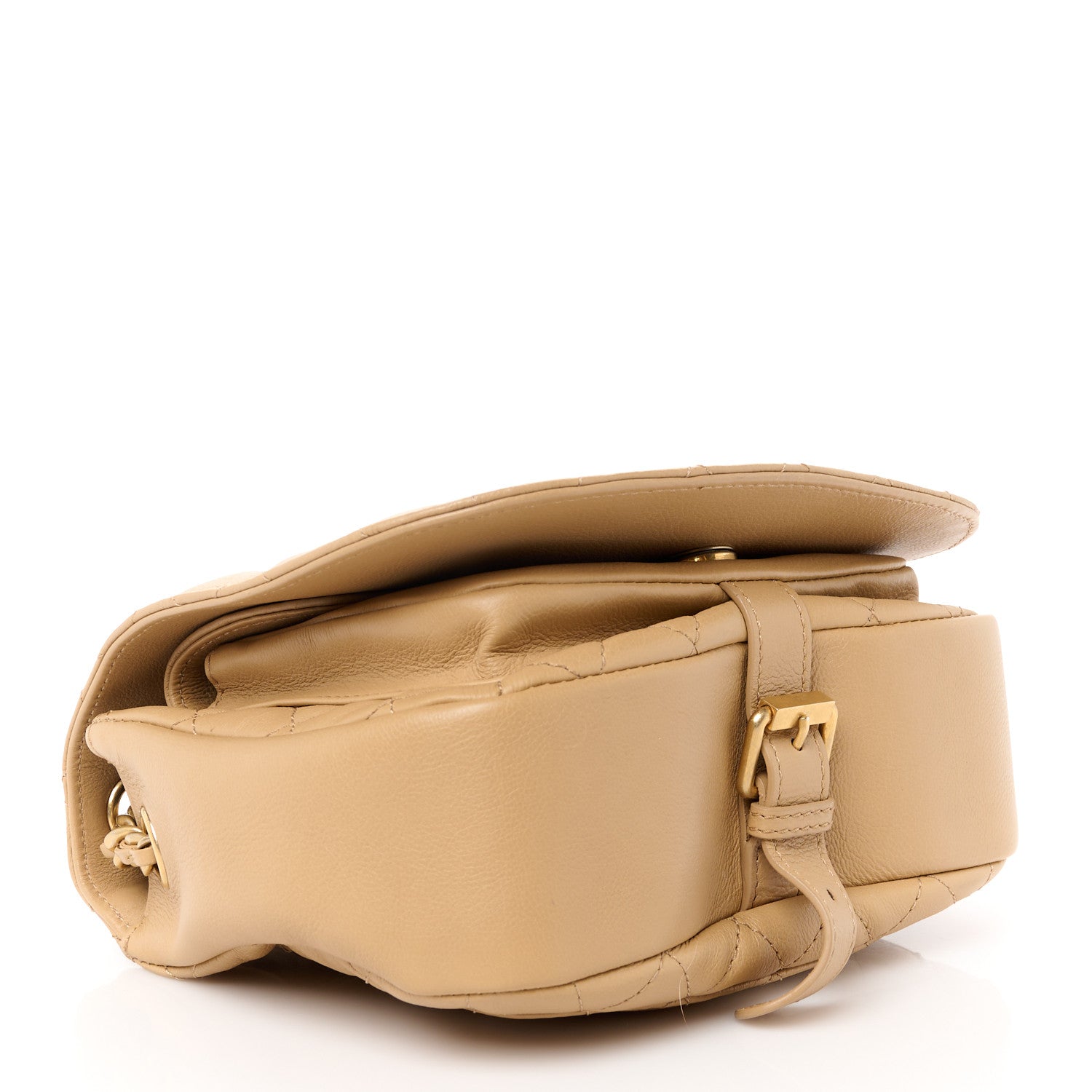Chanel Grained Calfskin Quilted Messenger Flap Beige 4 of 10