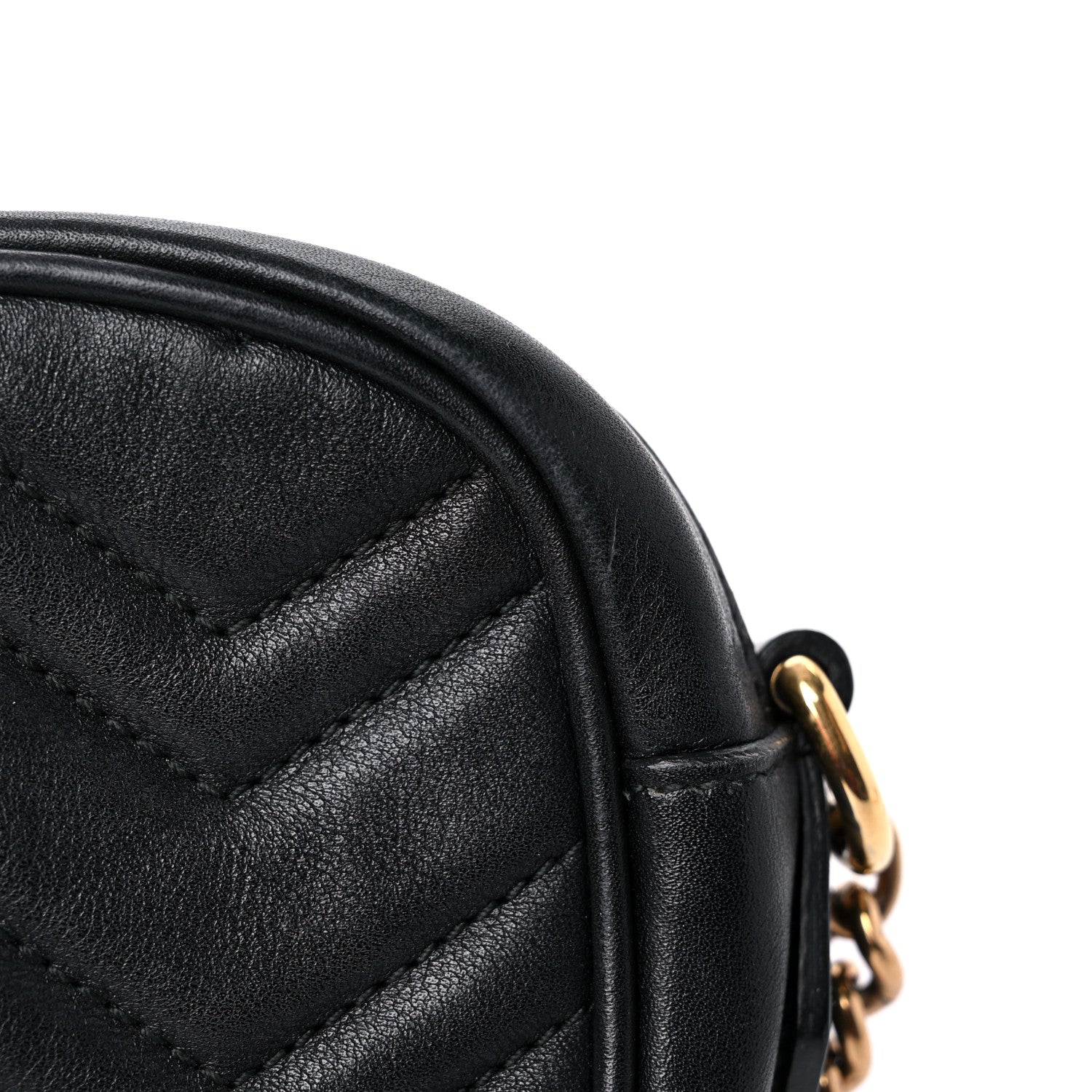 Gucci Calfskin Matelasse Mini GG Marmont Chain Shoulder Bag Black 19 of 25