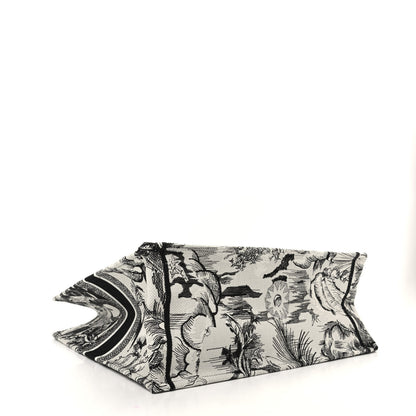 Christian Dior Canvas Embroidered Toile De Jouy Book Tote White Black 4 of 9