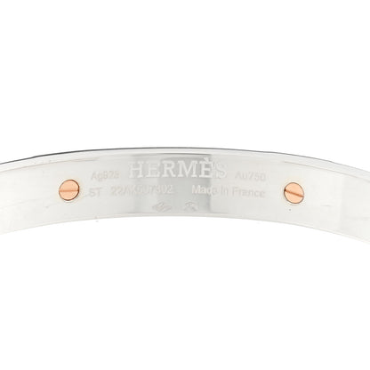 Hermes Sterling Silver 18K Rose Gold Clou d'H Cuff Bracelet ST 3 of 3