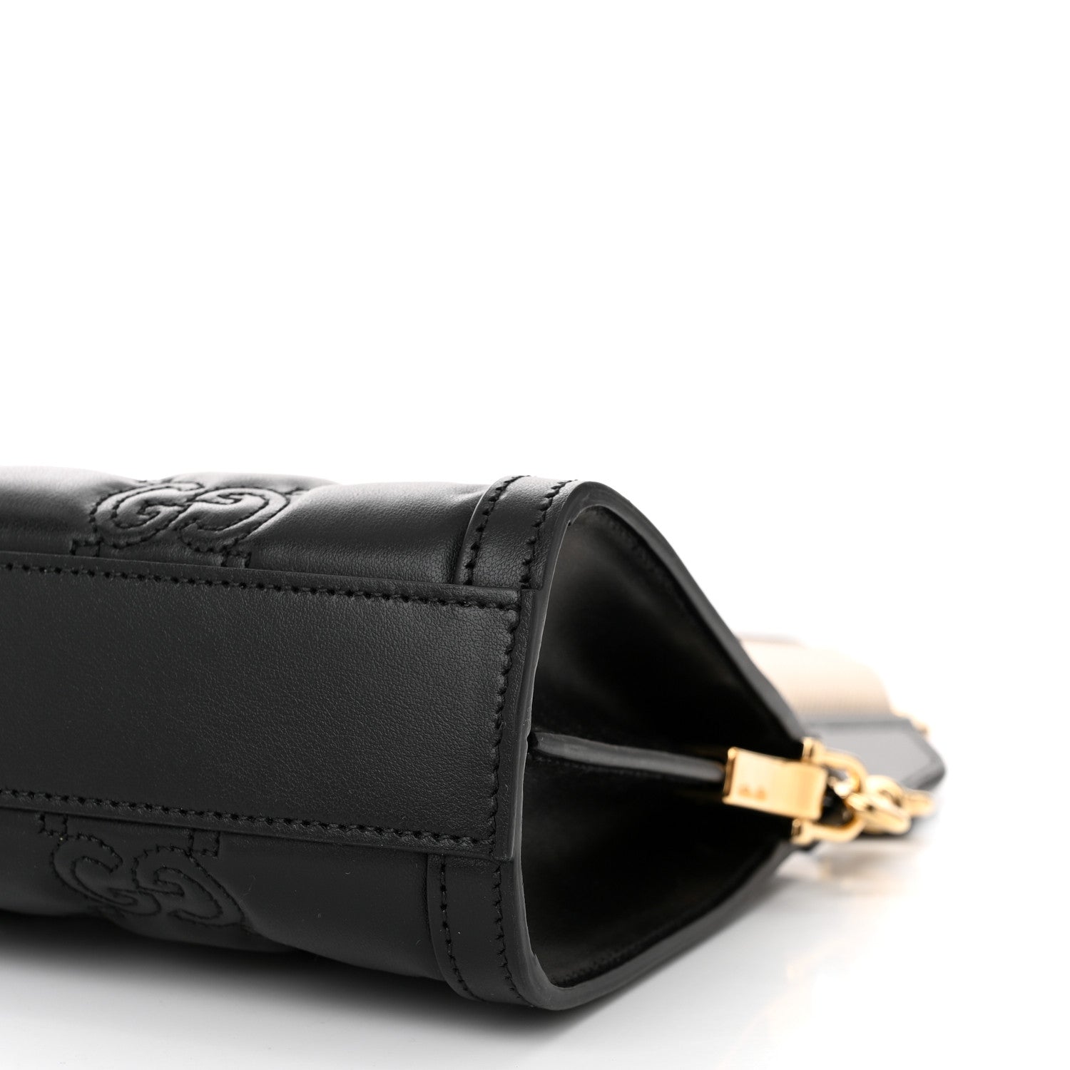 Gucci Calfskin GG Matelasse Small Slim Chain Shoulder Bag Black Natural 10 of 11